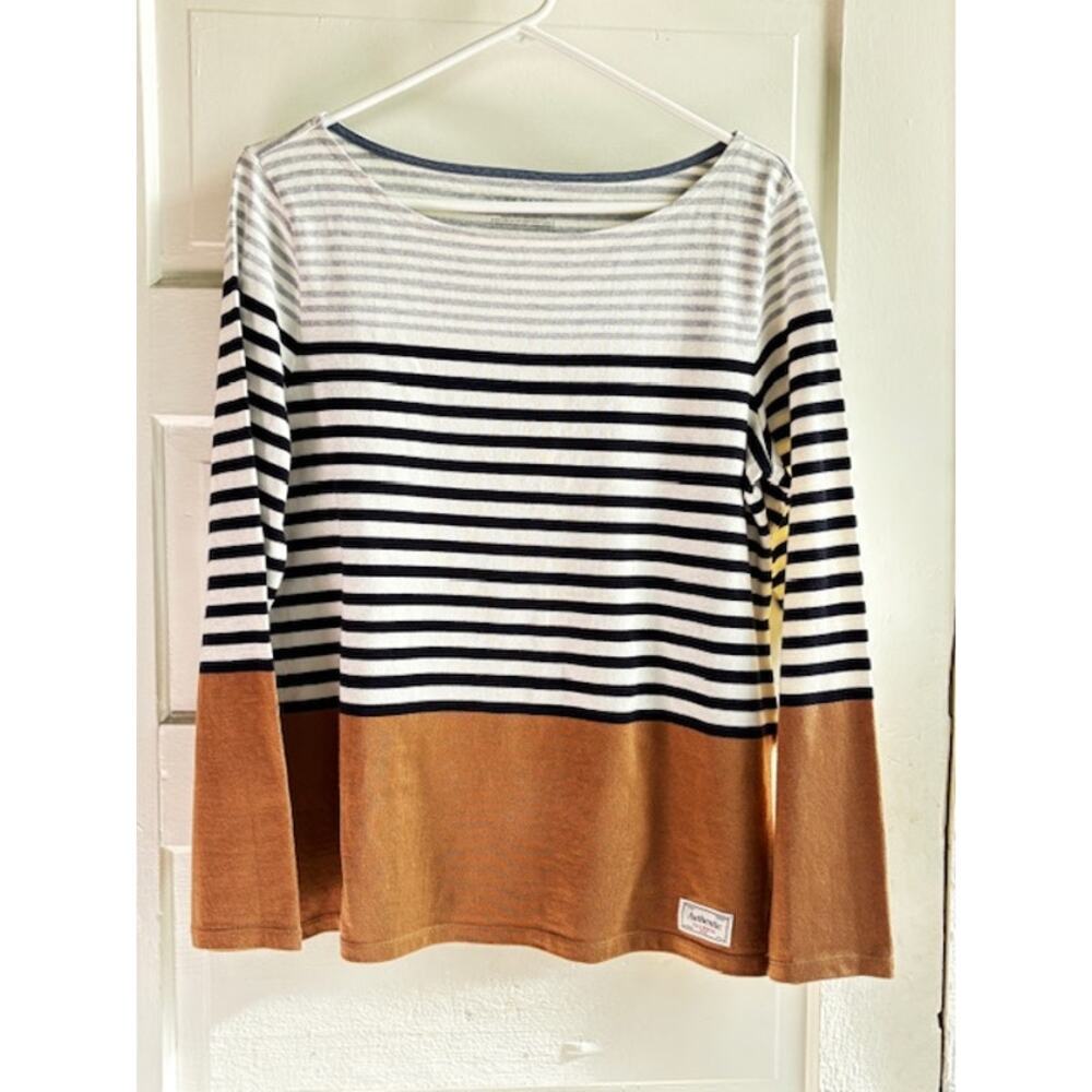 Talbots Women’s Medium Boatneck Stripe Colorblock‎ Top 100% Cotton Nautical